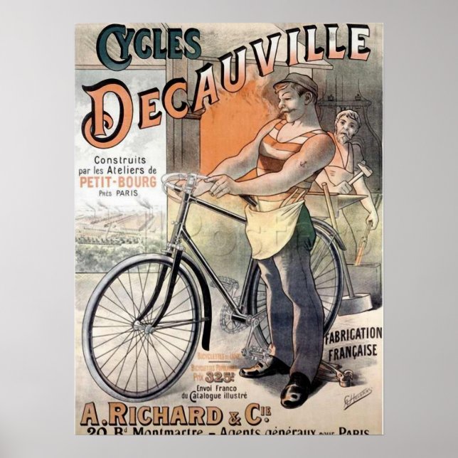 Poster Cycles Deauville Vintage French Cycle (Devant)