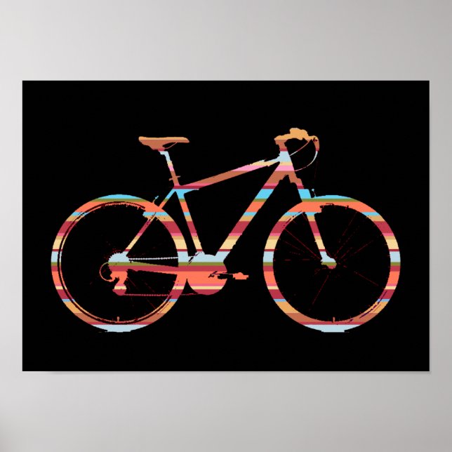 Poster cycling striped-bicycle (Devant)
