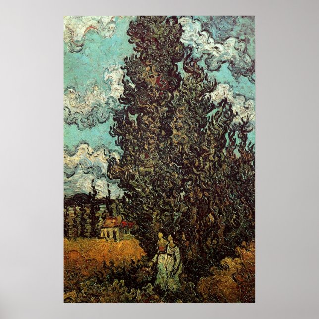 Poster Cyprès et Deux Femmes de Vincent van Gogh (Devant)