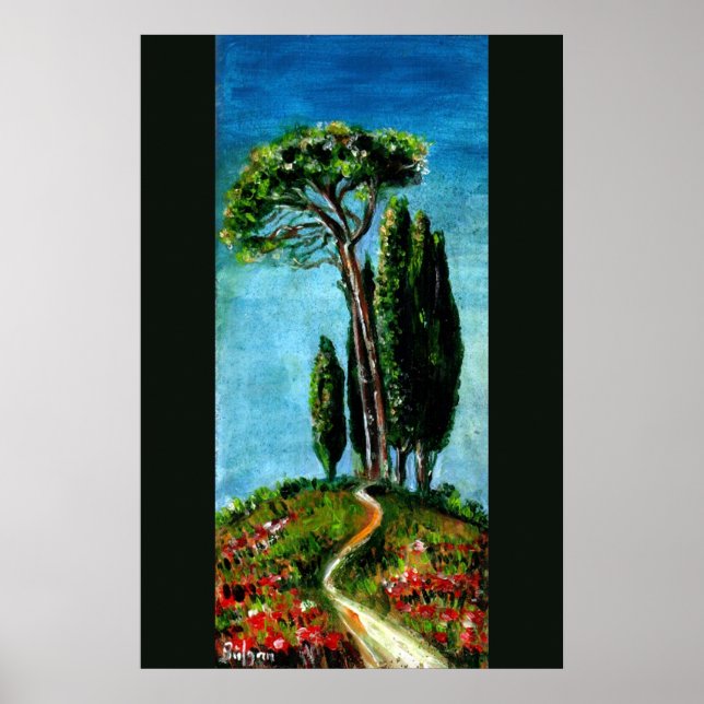 POSTER CYPRÈS ET PIN MÉDITERRANÉEN EN TOSCANE (Devant)