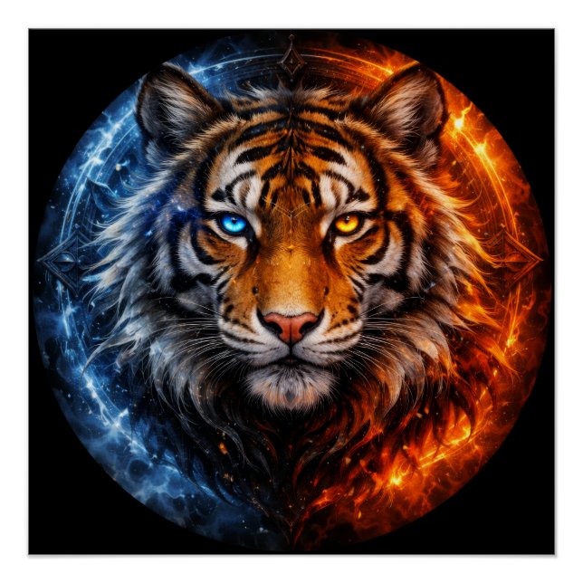 Poster Daagwear – Tigre de la Dualité | Esprit de Feu et  (Devant)