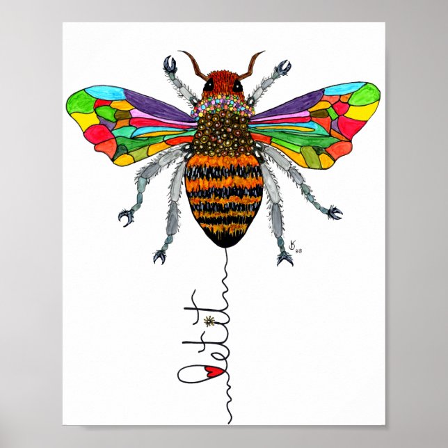 Poster d'abeille mignonne et colorée 8x10" (Devant)