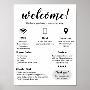 Poster d'accueil de la maison de vacances moderne