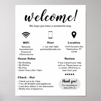 Poster d'accueil de la maison de vacances moderne