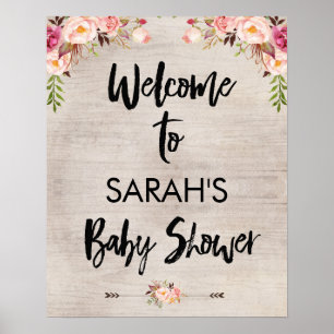 Poster d'accueil du Baby shower Floral Boho
