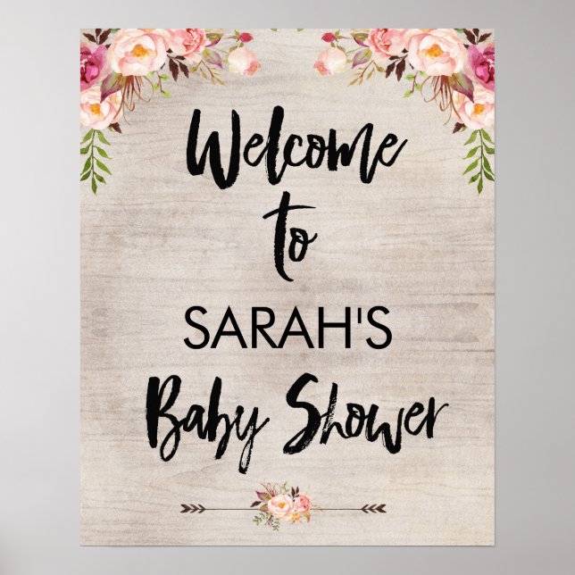 Poster d'accueil du Baby shower Floral Boho (Devant)