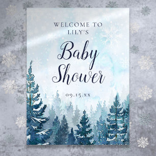 Poster d'accueil du Baby shower forestier des pins