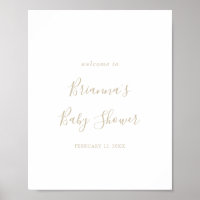 Poster d'accueil du Baby shower minimaliste d'or