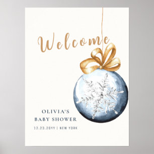 Poster d'accueil du Baby shower moderne Snowflake
