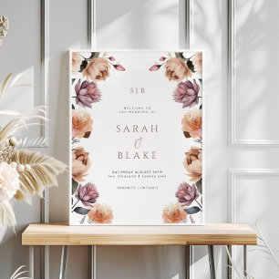 Poster d'accueil du Mariage Boho Purple Rose