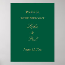 Poster d'accueil du Mariage Hunter Green Golden Be