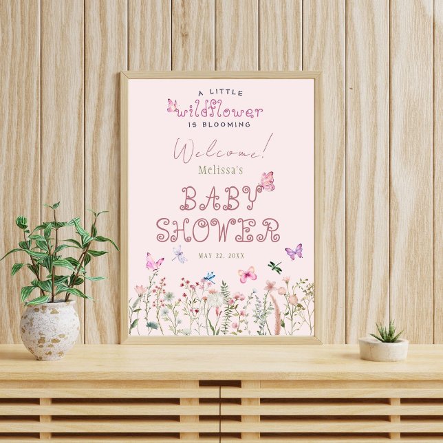Poster d'accueil d'un petit Baby shower Fleur sauv (Créateur téléchargé)