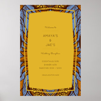 Poster d'accueil Floral bleu Ankara