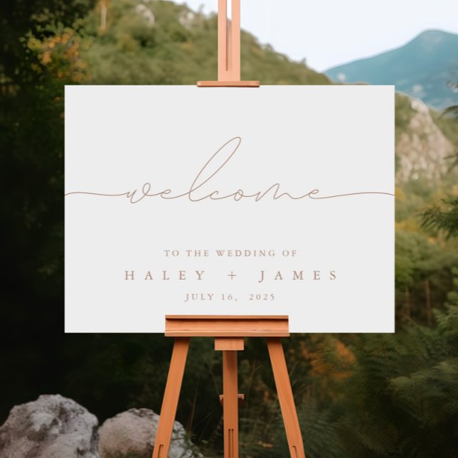 Poster d'accueil minimaliste du Mariage ivoire mod (Minimalist Modern Ivory Wedding Welcome Poster)