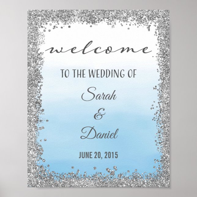 Poster d'accueil Ombre Blue et Silver Mariage Impr (Devant)