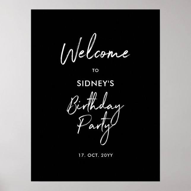 Poster d'accueil pour la fête d'anniversaire Black (Devant)