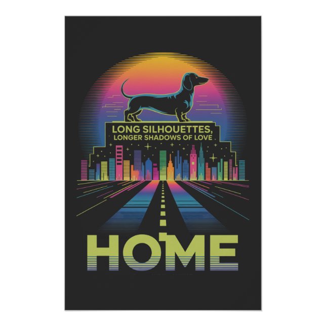 Poster Dachshund Long Silhouettes, Longer Shadows Of Love (Devant)