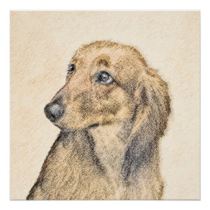 Poster Dachshund (Longhaerien) Peinture - Art Chien origi