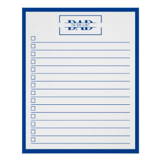 Poster Dad Modern Blue Monogram 20" x 25" To Do List