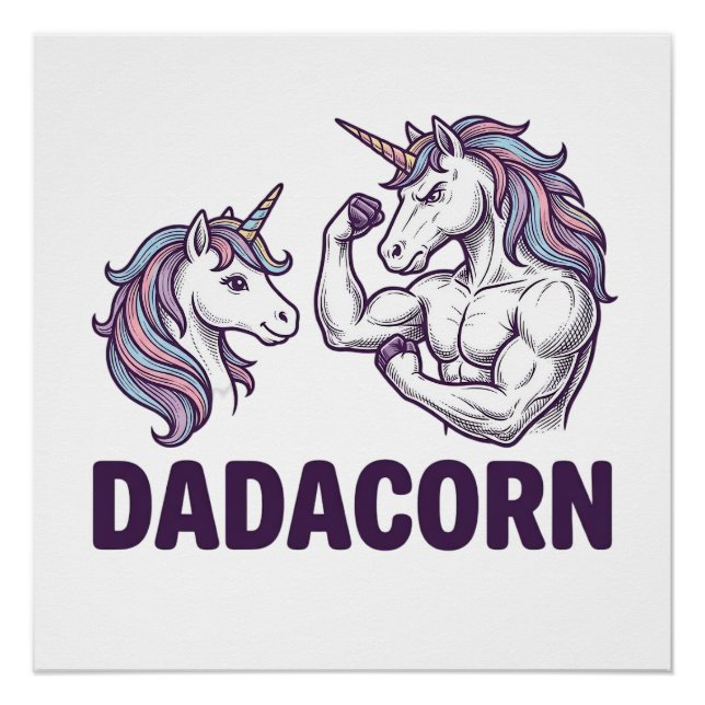 Poster Dadacorn Funny Unicorn Dad Vector Shirt Design_1 (Devant)