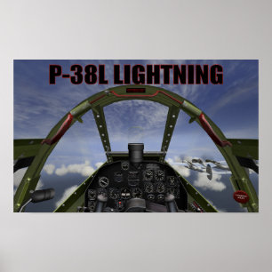 POSTER D'AFFICHAGE D'UN COCKPIT D'ÉCLAIRAGE P-38L