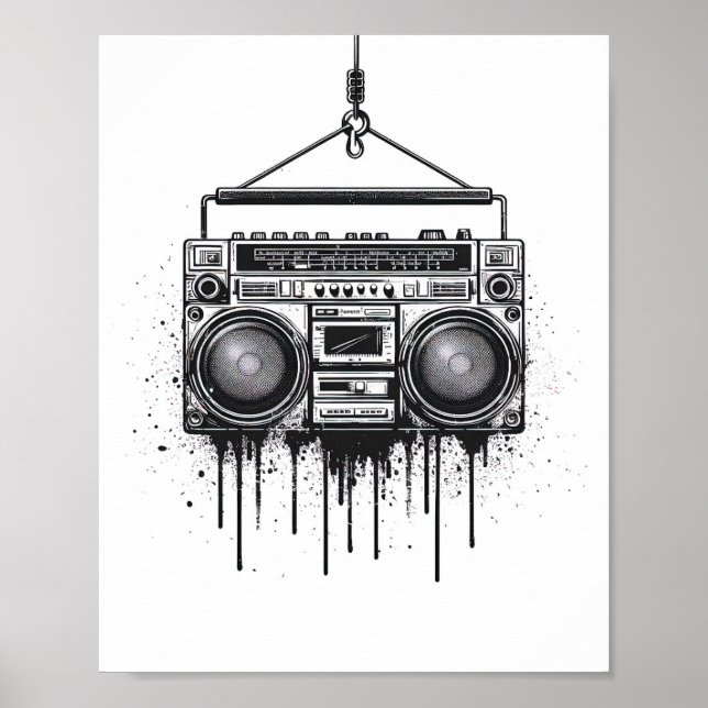 Poster d'affiche Black Boombox Art mur (Devant)