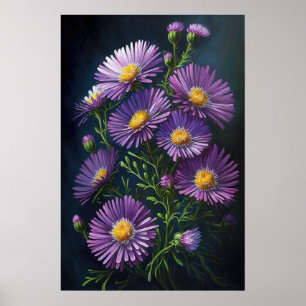 Poster d'affiche d'art à fleurs violet