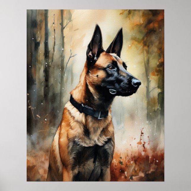 Poster d'affiche d'art de chien malinois (Devant)