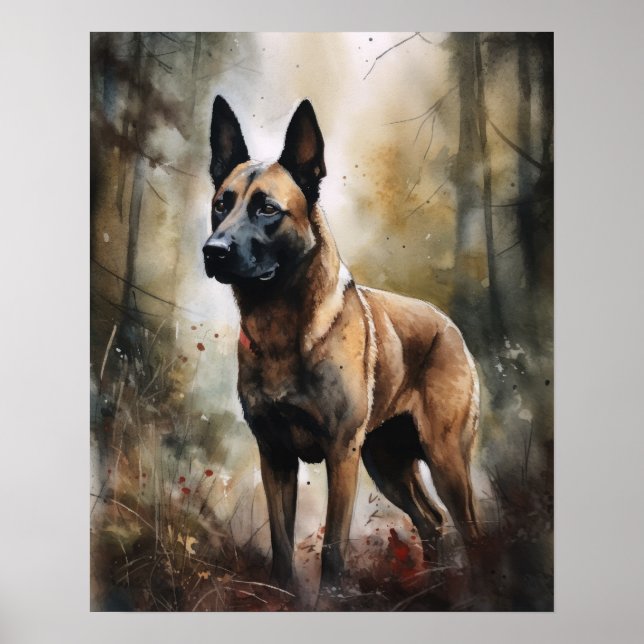 Poster d'affiche d'art de chien malinois (Devant)