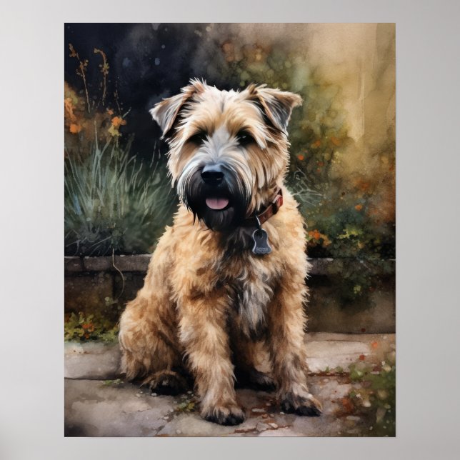 Poster d'affiche d'art de chien roux à revêtement  (Devant)