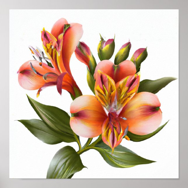 Poster d'affiche d'art orangé péruvien Lilies (Devant)