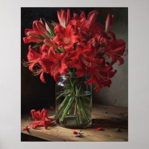 Poster d'affiche d'art rouge péruvien Lily