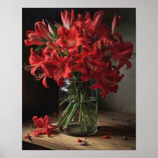 Poster d'affiche d'art rouge péruvien Lily (Devant)