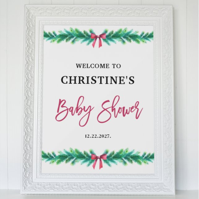 Poster d'Affiche de bienvenue Baby shower de Noël (Créateur téléchargé)
