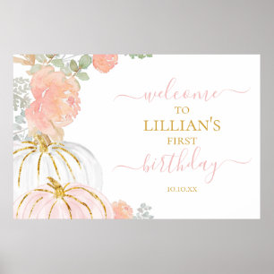 Poster d'Affiche de bienvenue Citrouille rose