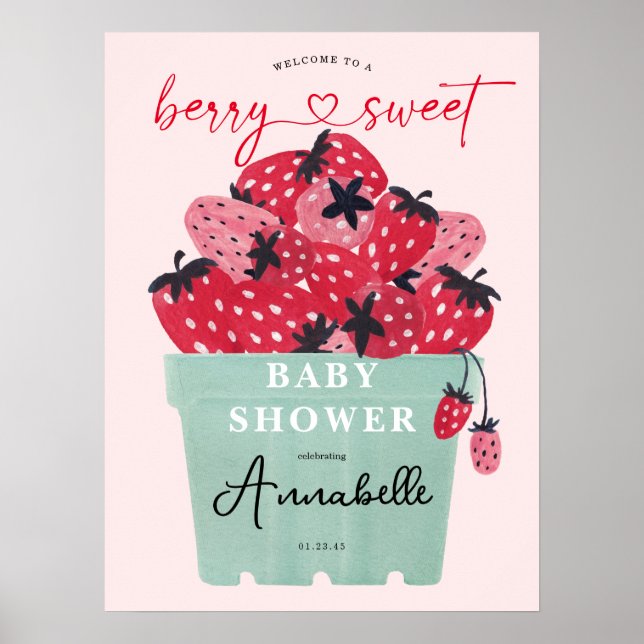 Poster d'Affiche de bienvenue de Baby shower Berry (Devant)