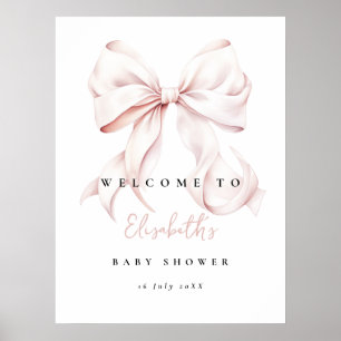 Poster d'Affiche de bienvenue de Baby shower rose 