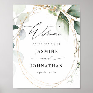 Poster d'Affiche de bienvenue Eucalyptus Glow Gold