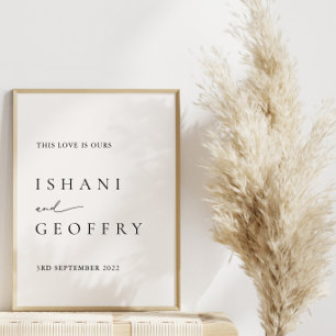 Poster d'Affiche de bienvenue Mariage minimal blan