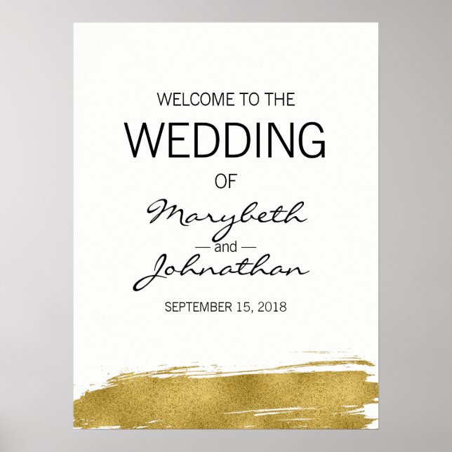 Poster d'Affiche de bienvenue Mariage moderne Faux (Devant)
