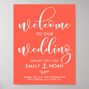 Poster d'Affiche de bienvenue Mariage nautique de