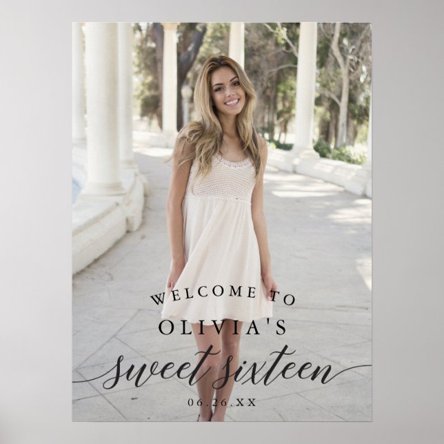 Poster d'Affiche de bienvenue sweet sixteen avec p (Devant)