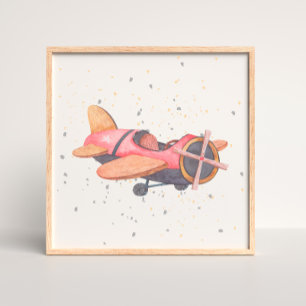 Poster d'affiche de l'avion peint à la main Baby B