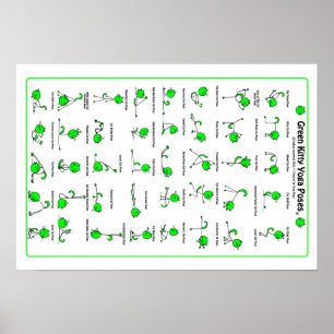 Poster d'affiche Green Kitty Yoga