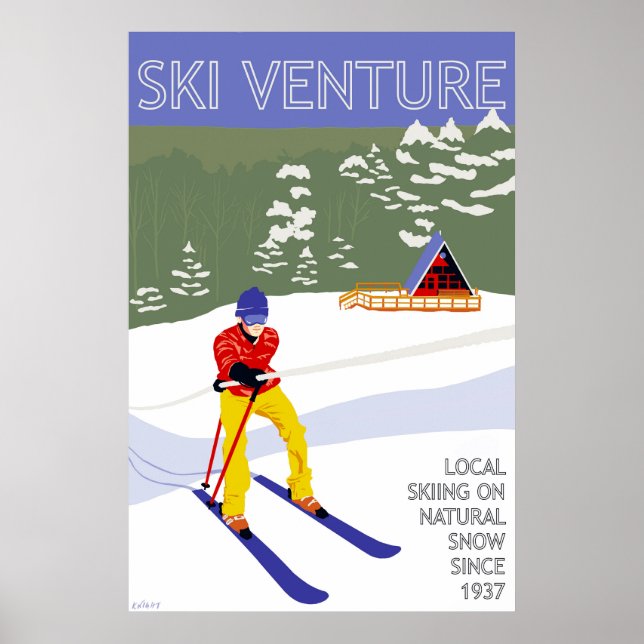 Poster d'affiche Ski Venture 24"x36" Papier d'arch (Devant)