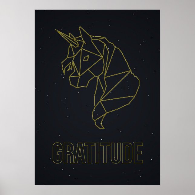 Poster d'affirmation de cheval de licorne Origami. (Devant)
