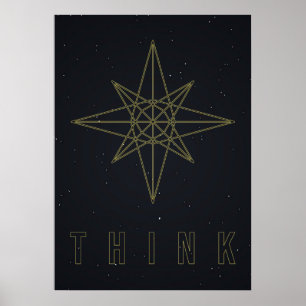 Poster d'affirmation de l'étoile jaune origami à p