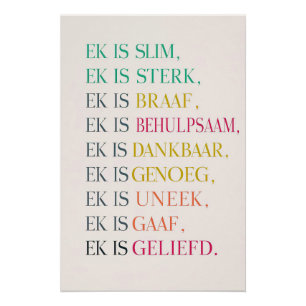 Poster D'Affirmation (Néerlandais)