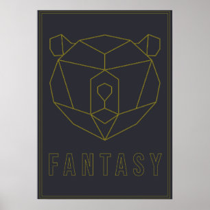 Poster d'affirmation tête d'ours en origami jaune