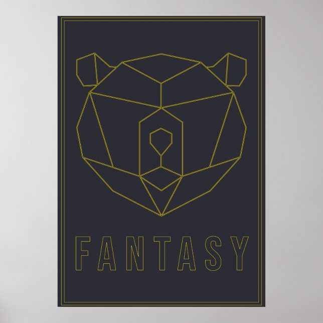 Poster d'affirmation tête d'ours en origami jaune (Devant)